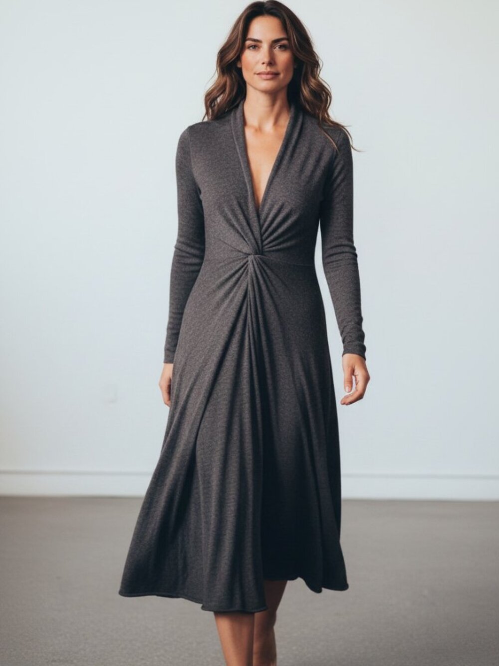 Chaiken dress Women's Small grey cashmere midi long sleeve lightweight luxury